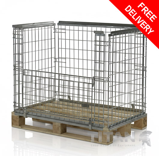 Euro Pallet Cage (Stackable) - Half Gate Access 800 x 1200mm