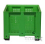Vented Plastic Box Pallet with 2 Forklift Skids – 660Litre Capacity Green
