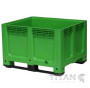 Plastic Box Pallet with 2 Forklift Skids – 610 Litre Capacity Green