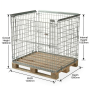 Wire Mesh Pallet Cage (UK Pallets) Extra Height H1200mm