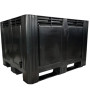 Solid Plastic Box Pallet 3 Skids - 610Litre Black