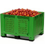 Vented Plastic Box Pallet with 2 Forklift Skids – 660Litre Capacity Green