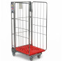 3 Sided Red Plastic Base Roll Container Nestable 600kg Capacity