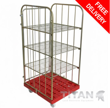Budget 3 Sided Plastic Base Roll Container & Three Shelves