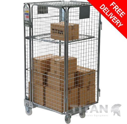 Budget Full Security Roll Container Nestable + Hinged Shelf 600kg