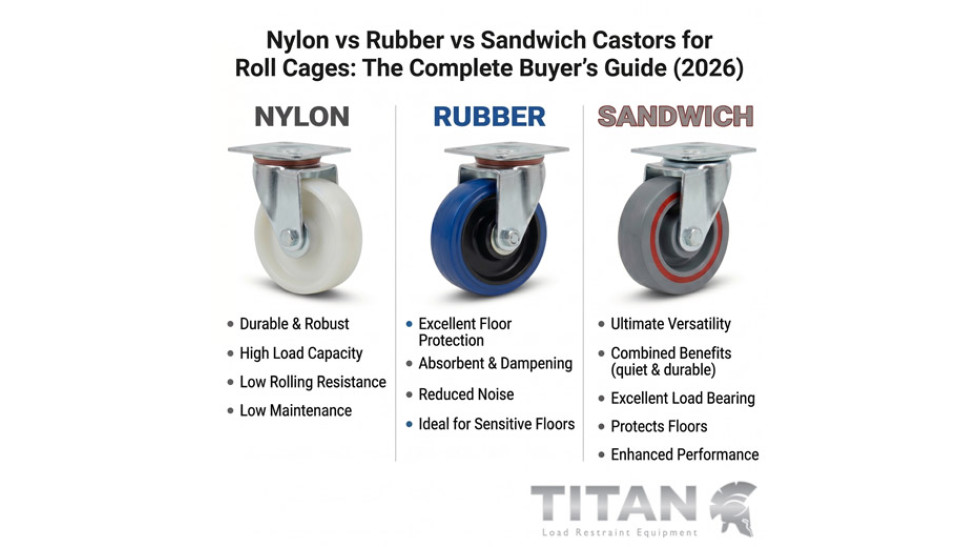 Nylon vs Rubber vs Sandwich Castors for Roll Cages: The Complete Buyer’s Guide (2026)