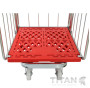3 Sided Red Plastic Base Roll Container Nestable 600kg Capacity