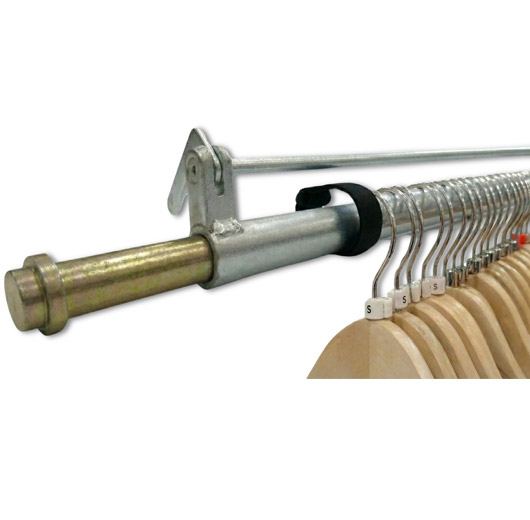 Spring Loaded Garment Bar with Trap Bar – Secures Hangers in Vans & Trucks