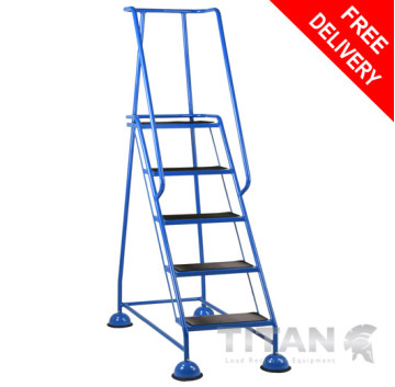 Safety Steps with Platform Guard, Short Handrail, 5 Tread, Working Height 2.77m