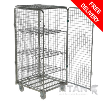 Full Security Roll Container with Three Shelves