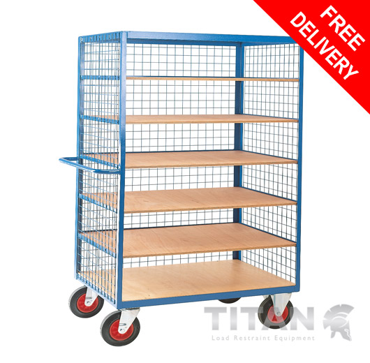Heavy Duty 5 Tier Shelf Truck with Mesh Superstructure 