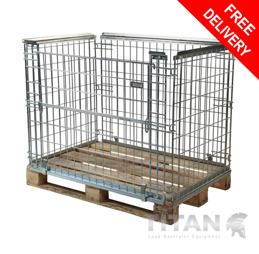 Euro Pallet Cage (Stackable) - Half Gate Access 