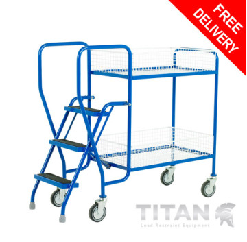 3 Step Tray Trolley - 2 Removable Baskets 125kg Capacity